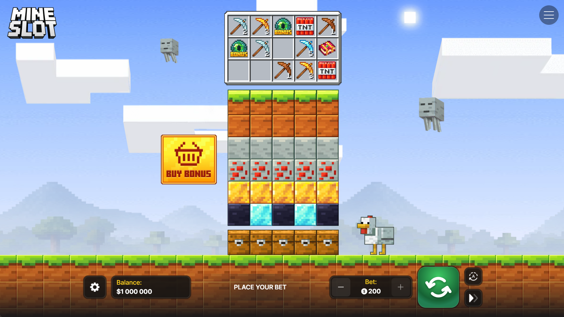 Mine Slot 2 - Основной игровой экран и интерфейс